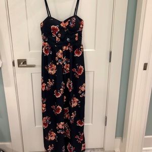 Navy + Floral Jumpsuit